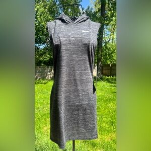 Nike Small NWT Gray Sleeveless Swim-Suit Gym Cover-up Hoodie Dress with pockets
